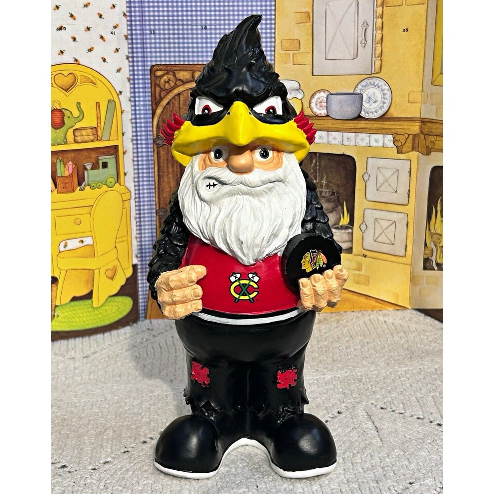 FOCO Chicago Blackhawks NHL Thematic Garden Gnome 11" Incomplete MISSING STICK
